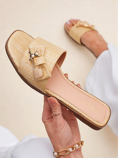 Royalfashion Дамски сламени чехли сандали Aurelia