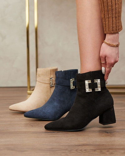 Royalfashion Черни дамски ботуши с нисък ток Masemart