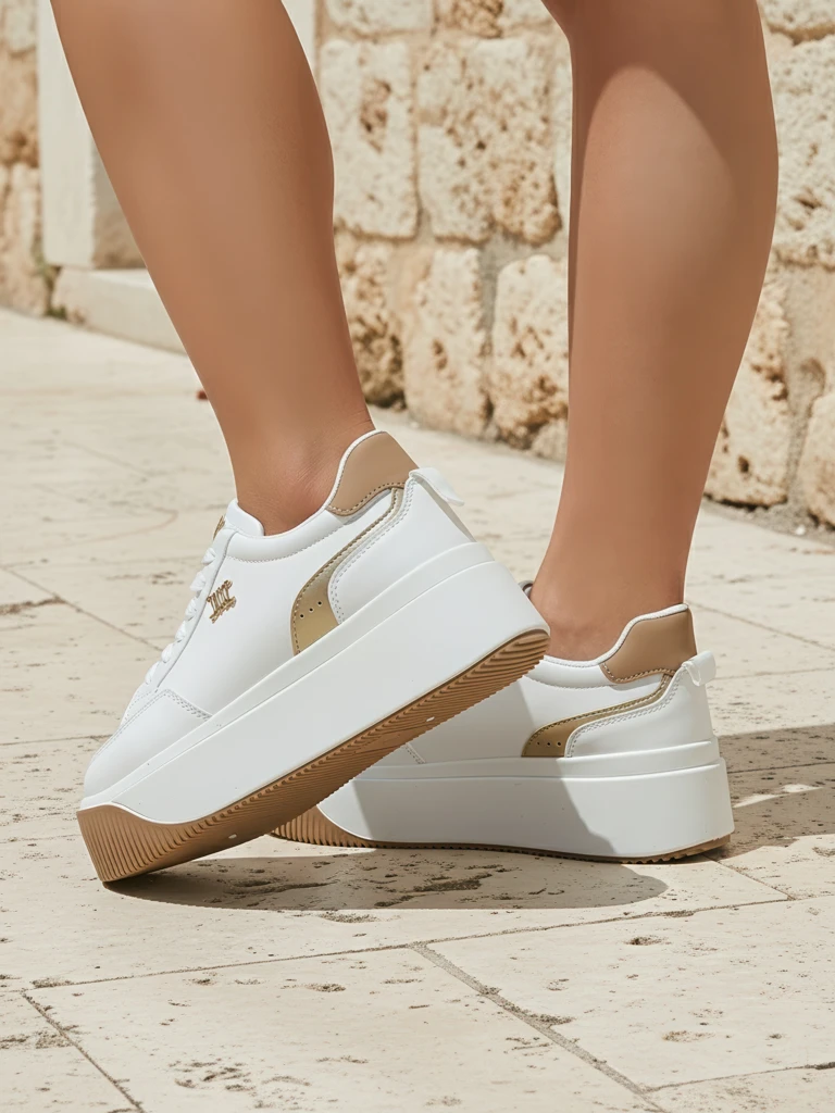 Дамски сникърси Arianna Bianco на платформа от екологична кожа 5 см