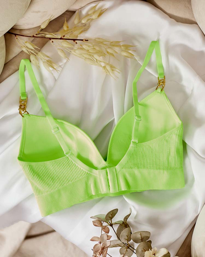 Royalfashion Дамски оребрен сутиен с декоративни презрамки