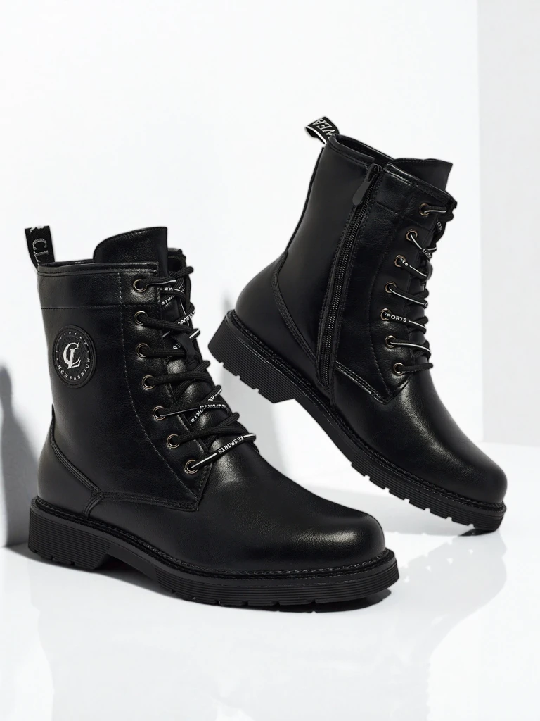 Дамски боти Tavira от еко кожа с връзки