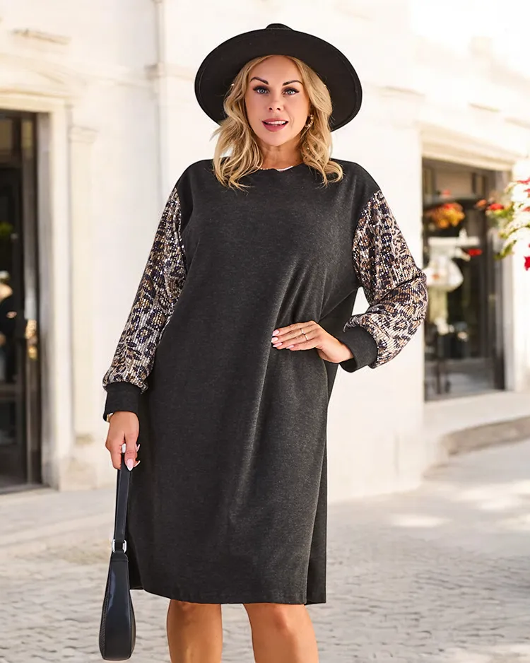 Дамска плат с декоративни ръкави ROYALFASHION с ГОЛЯМ РАЗМЕР