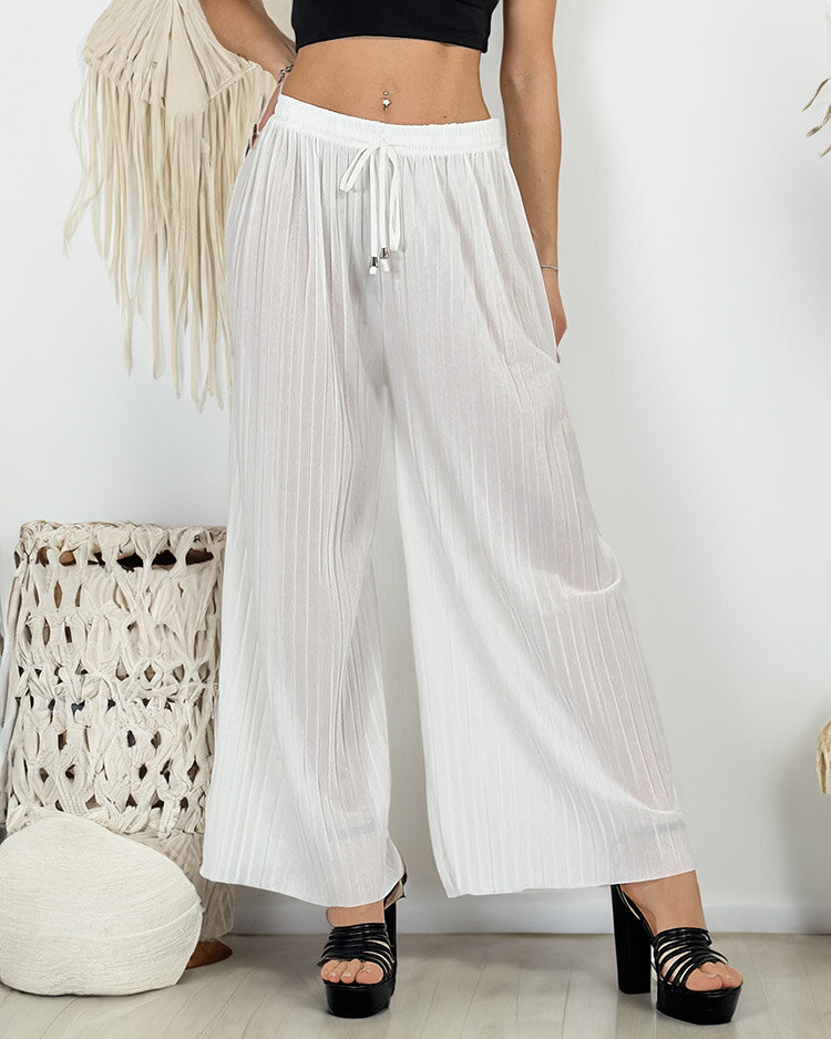 Royalfashion Дамски широки плисирани панталони