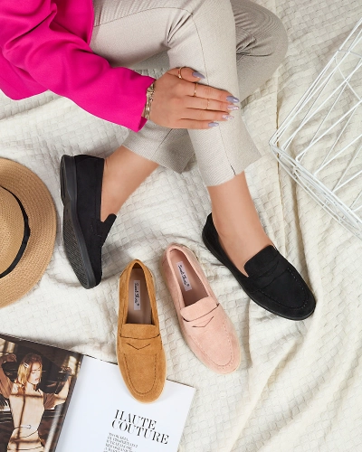 Дамски мокасини от еко велур в розово Daffer- Footwear