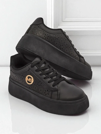 Дамски сникърси платформа Perseida Royalfashion черни еко кожа