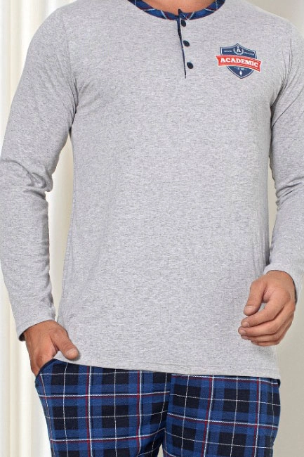 Royalfashion Мъжка памучна пижама на карета