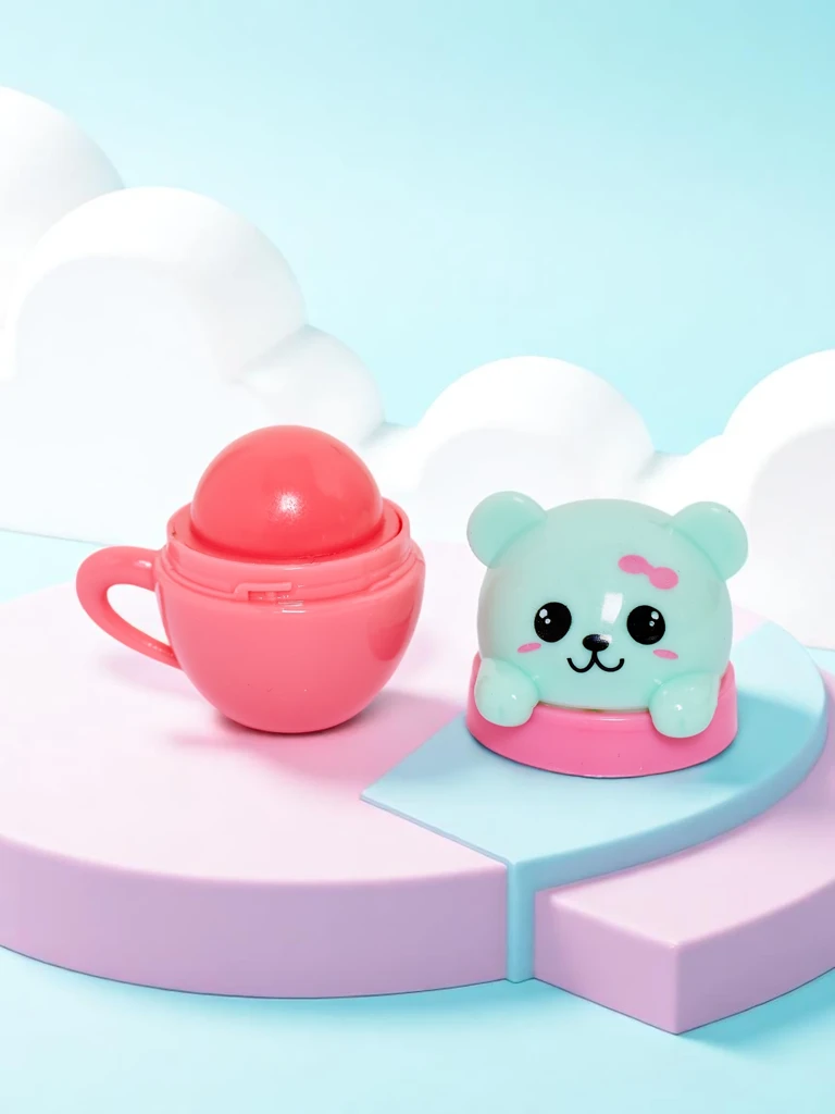 Детски балсам за устни с мечка в чаша – овлажнява и регенерира