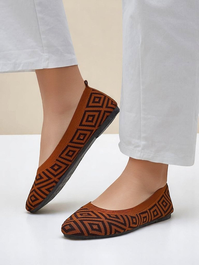 Royalfashion дамски платнени балеринки с геометричен принт Metric