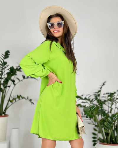 Royalfashion Дамска oversize рокля с волан на ръкавите