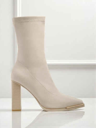 Дамски еко кожени боти до глезена на ток Morvella