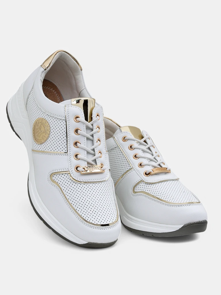 Дамски сникърси на платформа Calista Athena бели еко кожа
