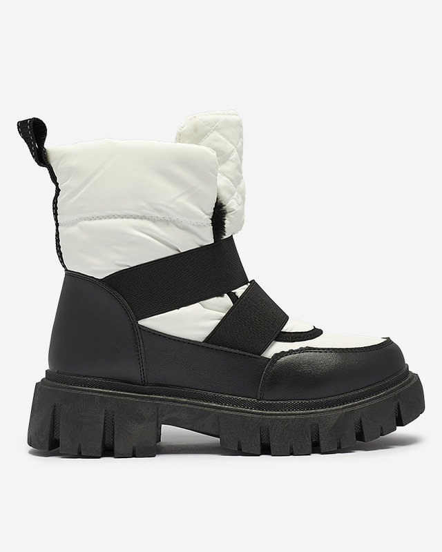 Дамски ботуши за сняг с равна подметка в черно и бяло Ferory- Footwear