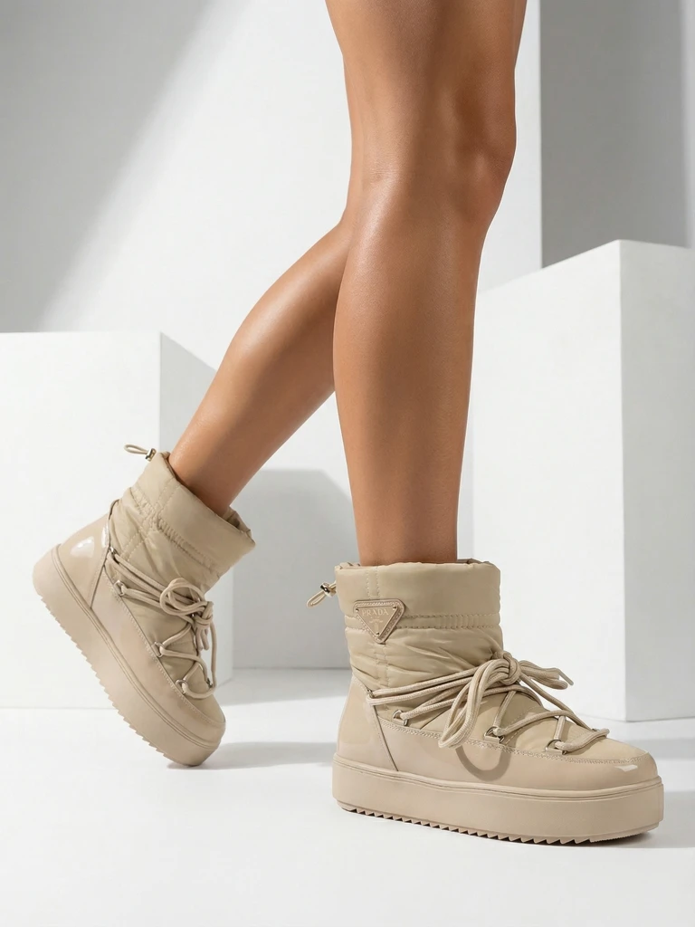 Royalfashion Дамски ботуши a'la snow boots в светлокафяво Vevnose