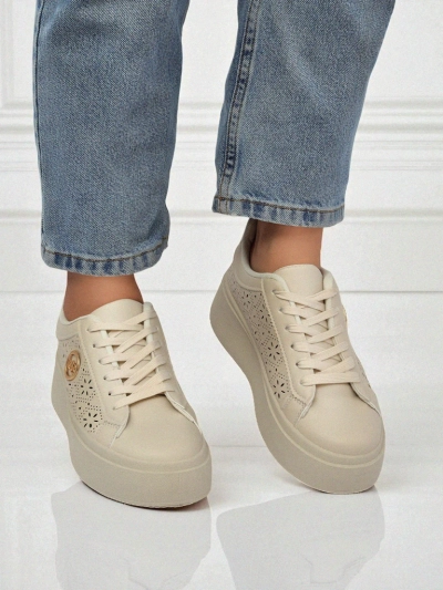 Aurelia Бежови Сникърси Платформа Royalfashion Еко Кожа