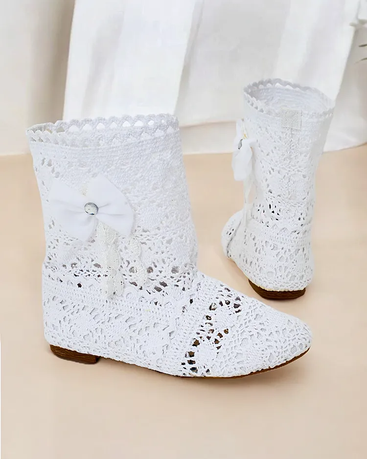 Royalfashion Детски ажурни ботуши с панделка Geggis