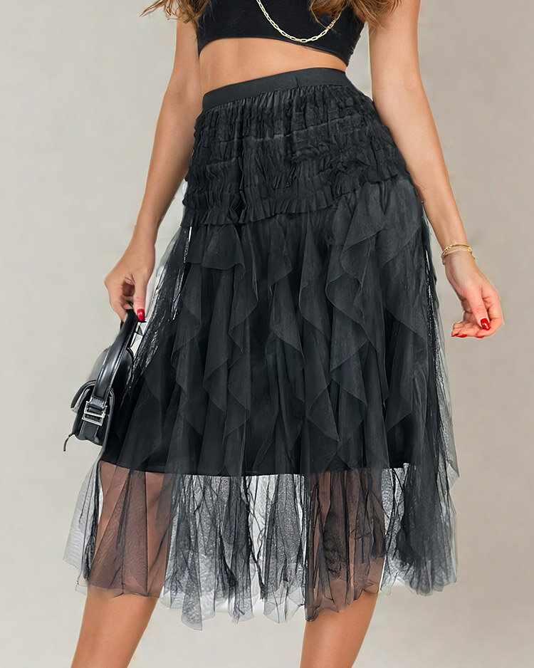 Royalfashion Дамска двупластова миди пола