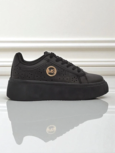 Дамски сникърси платформа Perseida Royalfashion черни еко кожа