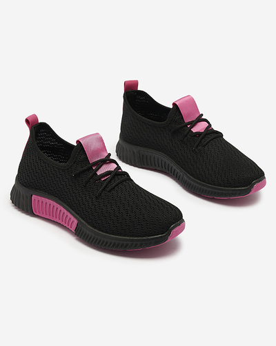 Черни дамски спортни обувки с вложки в цвят фуксия Keteti - Обувки