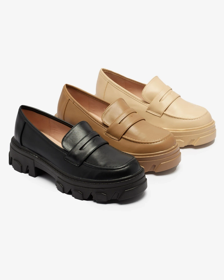 Дамски мокасини в бежово с плътна подметка Desika - Обувки