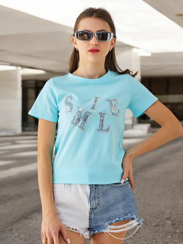 Royalfashion Женска памучна блуза с надпис