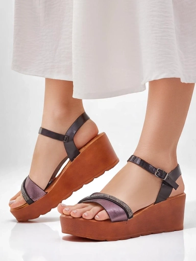 Роялфешън дамски сандали на платформа с кристали и блясък Aurora Glow