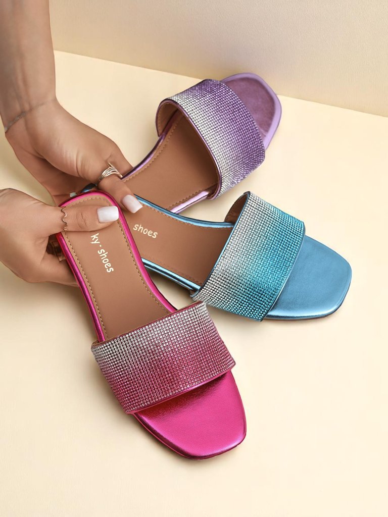 Royalfashion Дамски чехли с цирконии ShinyGlow