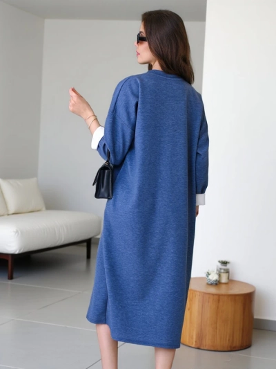 Royalfashion Женска миди рокля от плат, оувърсайз с цвете