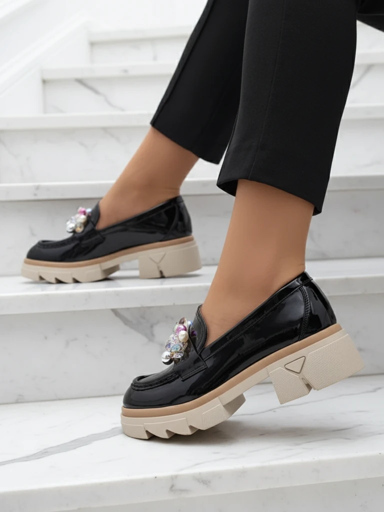 Livia Elegante - Черни луксозни мокасини на плосък ток