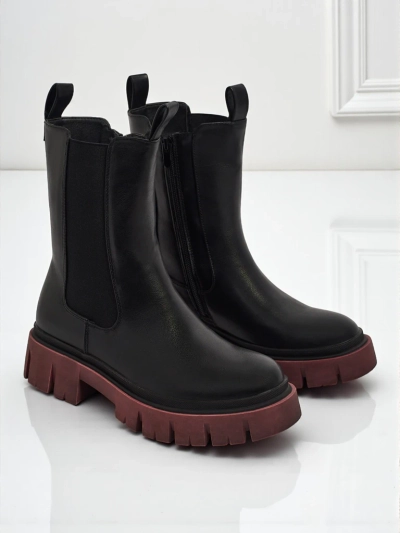 Високи дамски еко кожени боти с цветна подметка Dorvella