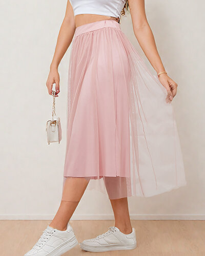 Royalfashion Дамска двупластова миди пола