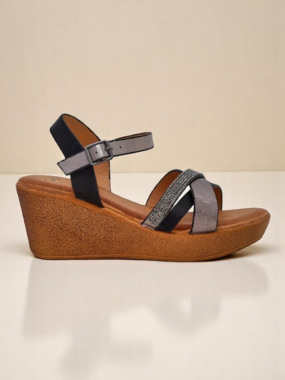 Royalfashion дамски сандали на платформа с камъчета и блестящи елементи Glittera