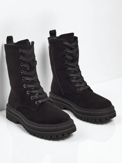 Дамски еко велурени боти тип работнически Molistea