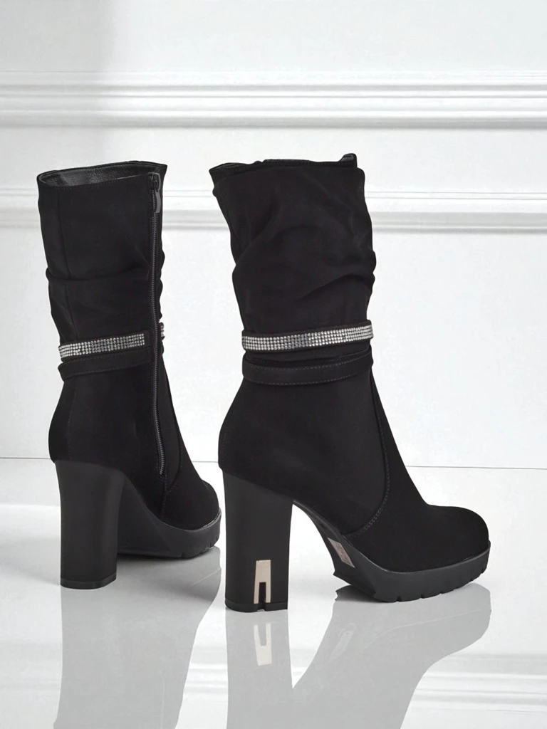 Матови дамски боти на ток Ashen Bloom