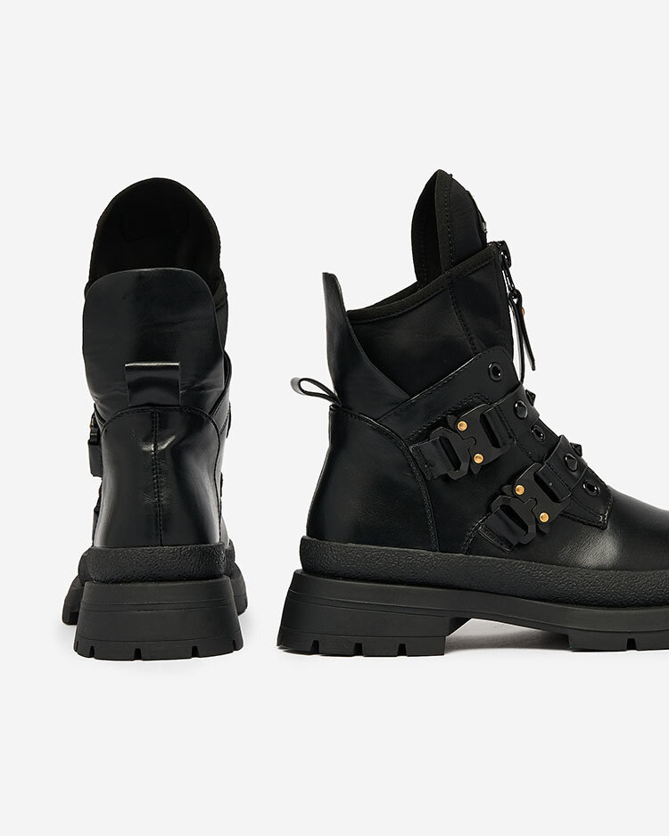 Royalfashion Черни дамски ботуши за багаж, украсени с шипове Dozilda