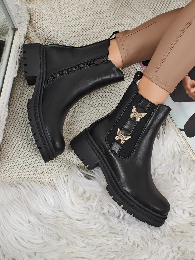 Еко кожени дамски боти с пеперуди Bravelle