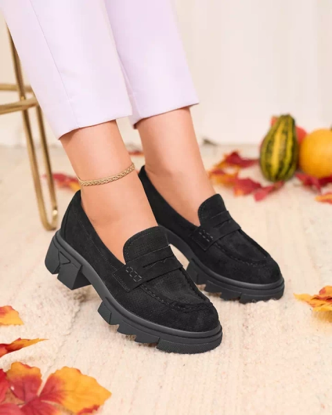 Royalfashion Черни дамски ажурни мокасини Lace Glide