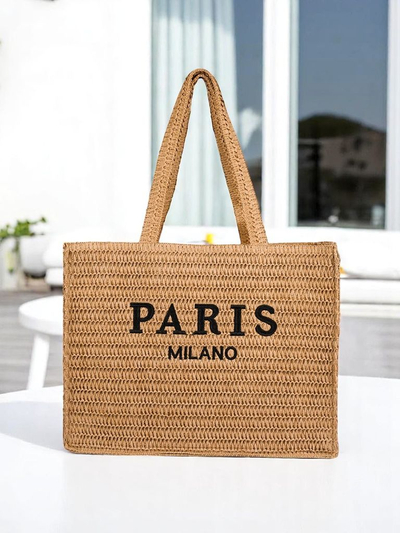 Royalfashion Голяма сламена дамска чанта Paris Milano