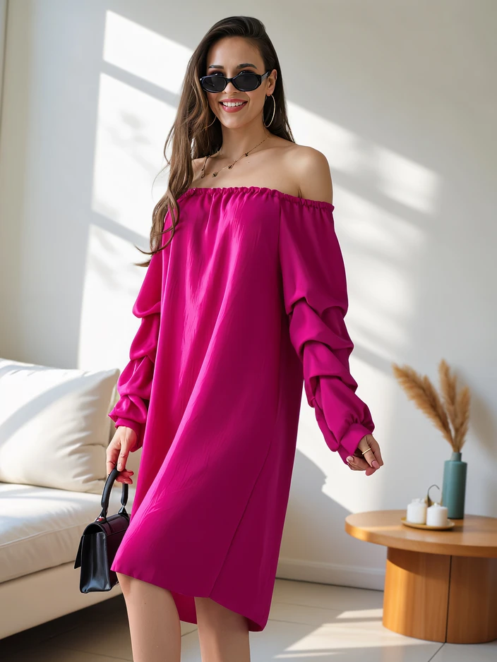 Кралска мода Гладка дамска рокля а ла Испанска с ръкави