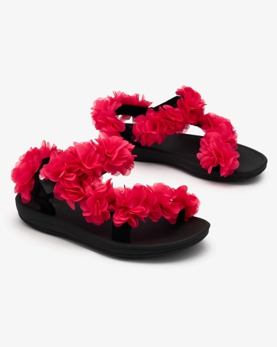 Royalfashion Дамски сандали с цветя в цвят фуксия Alferroy