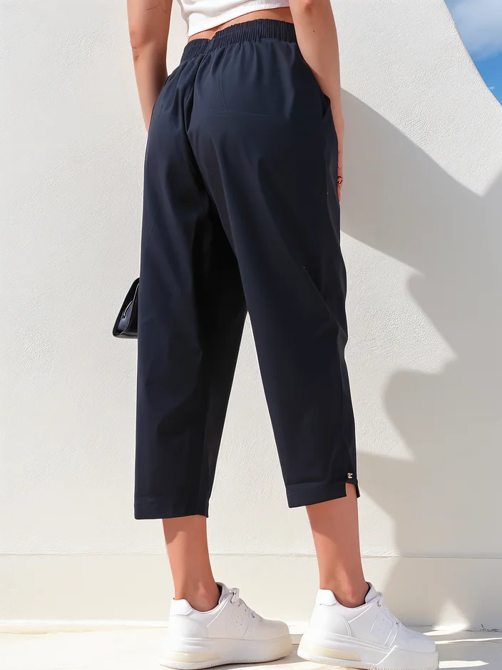 Royalfashion Дамски прави панталони от плат 7/8