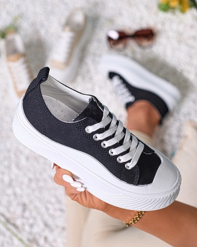 Royalfashion Черни спортни маратонки на платформа Luceri