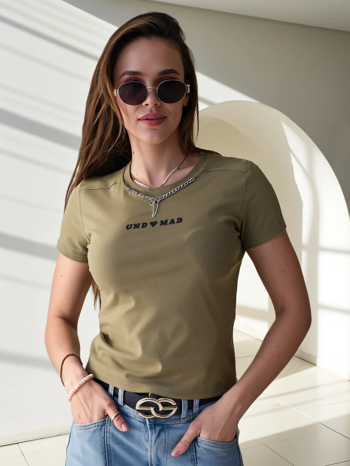 Royalfashion Женски памучен cropped топ с надпис