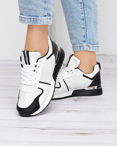 Białe sportowe damskie buty z czarnymi wstawkami Ruby - Obuwie
