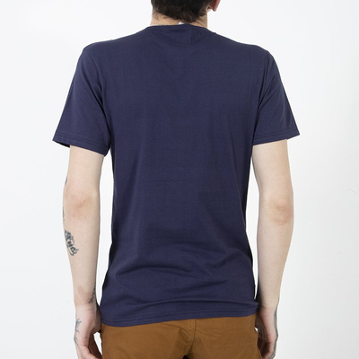 Granatowa bawełniana koszulka męska z printem - Odzież