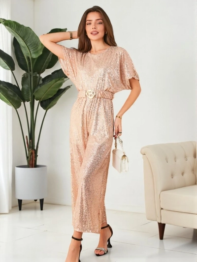 Royalfashion Дълъг дамски комбинезон с пайети