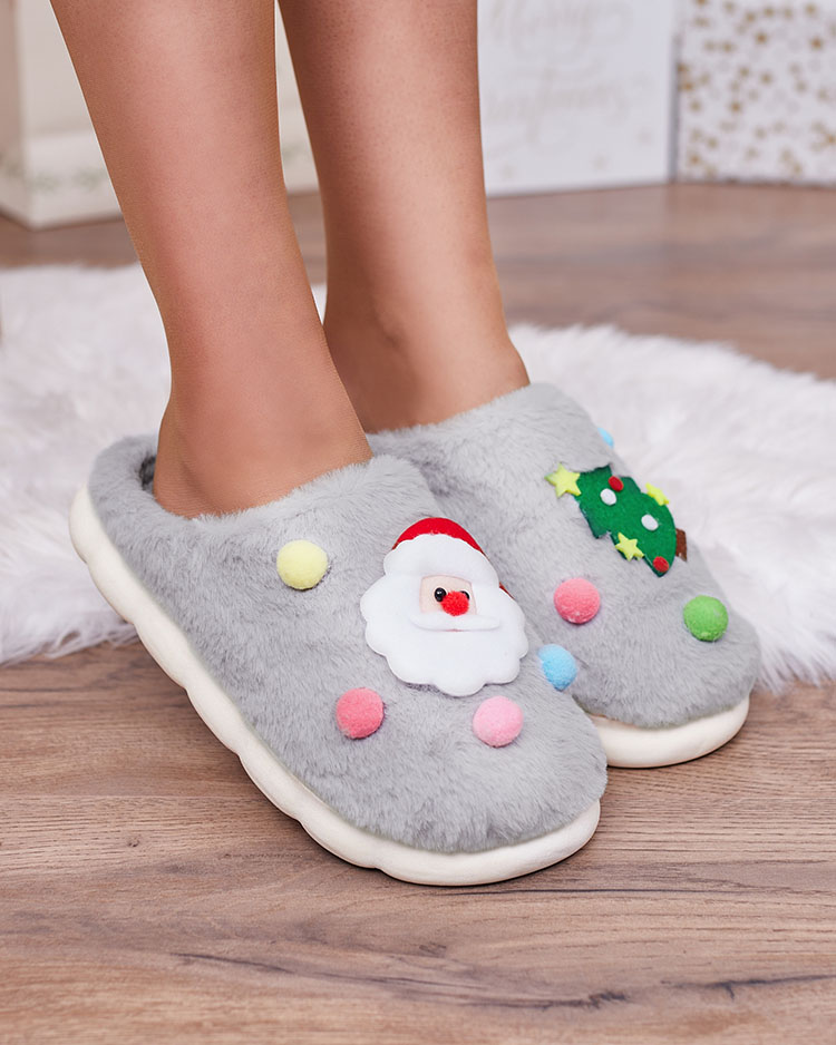 Royalfashion Коледни дамски чехли в сиво Fertemse