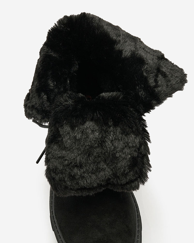 Royalfashion Черни дамски ботуши с връзки Cavenma