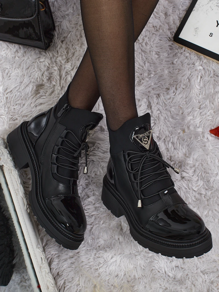 Дамски еко кожени боти с връзки Elisse