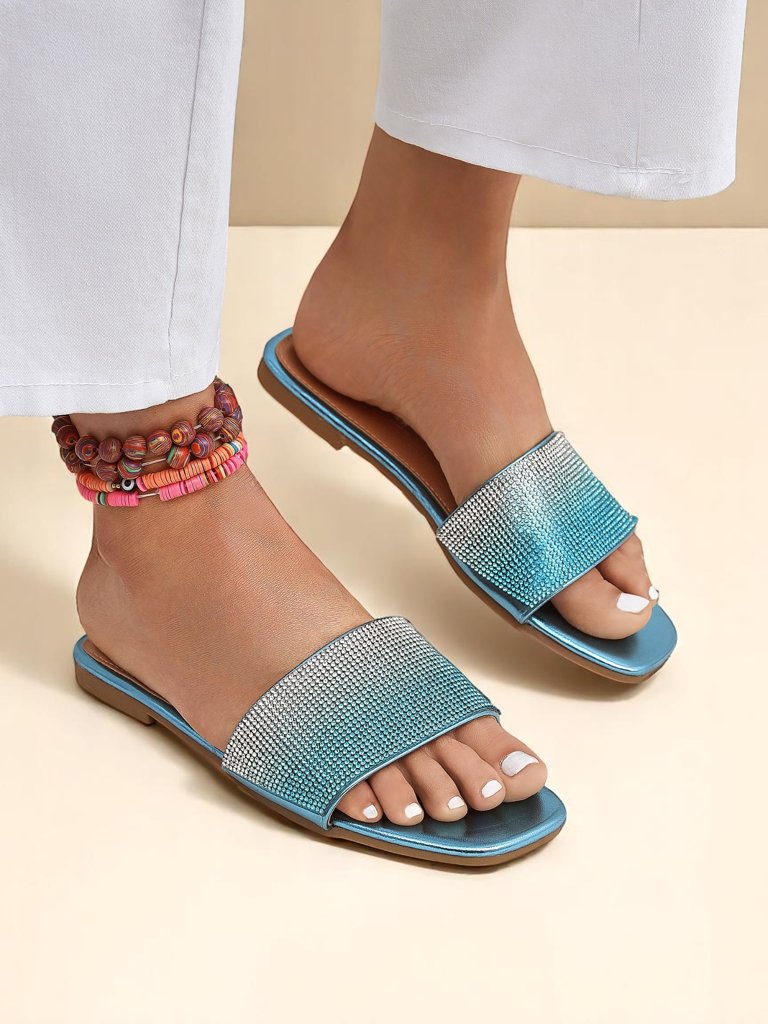 Royalfashion Дамски чехли с цирконии ShinyGlow