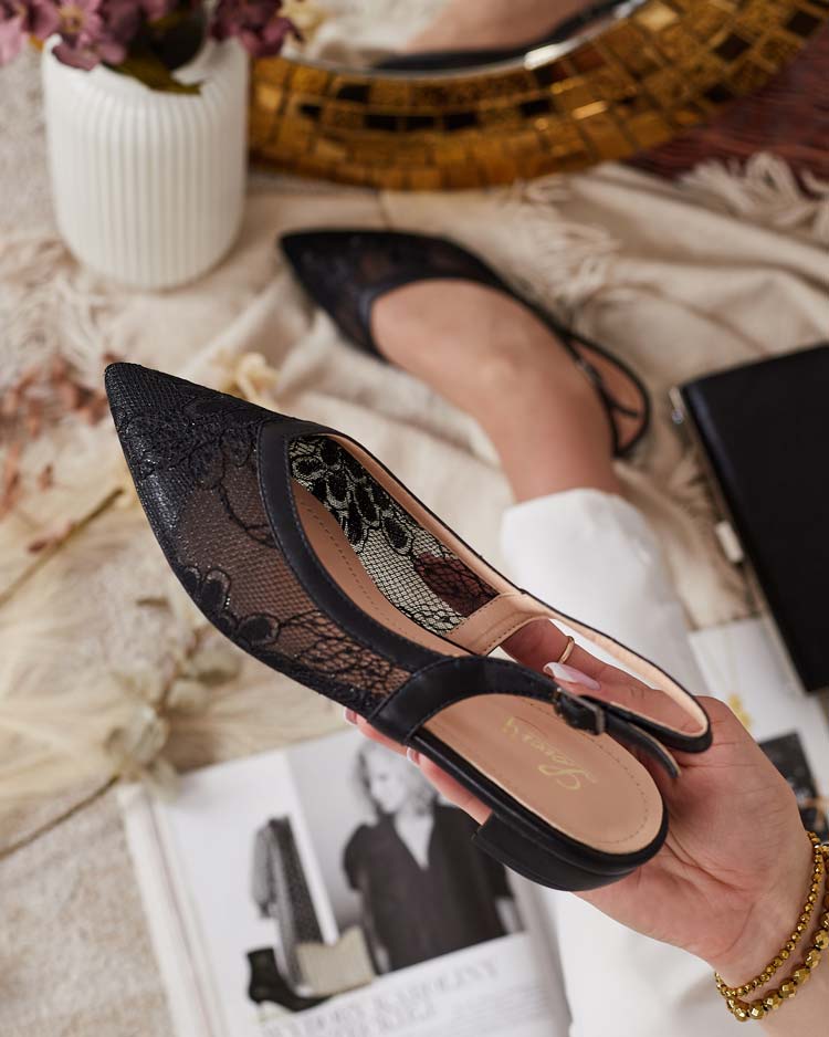 Royalfashion Дамски сандали а'ла балерина с дантела Benoce